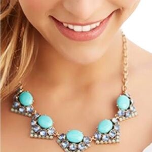 Stella & Dot Rory Necklace Elegant Turquoise and Gold Statement Necklace